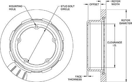 Ultralite HP 32 Vane Rotor & Hat Dimension Diagram