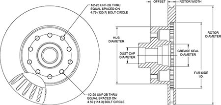 HP Hub & Rotor Dimension Diagram