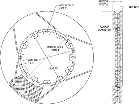 GT 48 Curved Vane Rotor Dimension Diagram