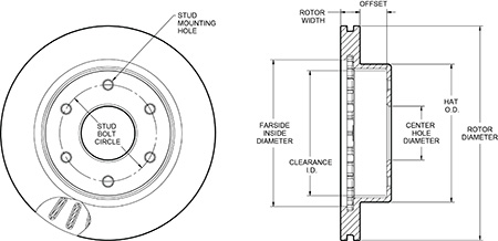 Ultralite HP 32 Vane Rotor & Hat Dimension Diagram