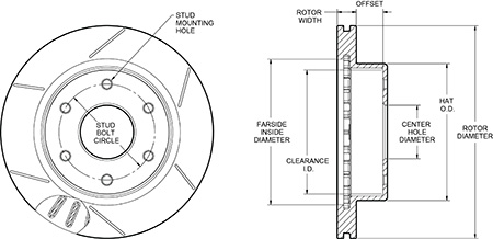 Ultralite HPS 32 Vane Rotor & Hat Dimension Diagram