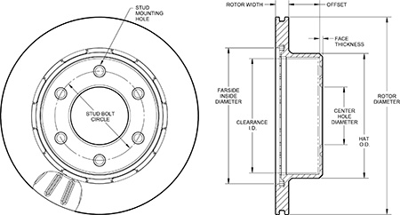 Ultralite HP 32 Vane Rotor & Hat Dimension Diagram