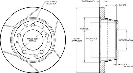 GT Vented Rotor & Hat Dimension Diagram