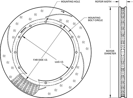 SRP Drilled Performance Rotor Dimension Diagram