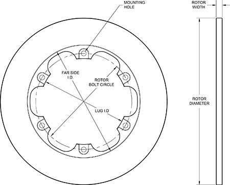 Solid Iron Rotor Dimension Diagram