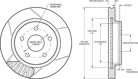 GT Vented Rotor & Hat Dimension Diagram