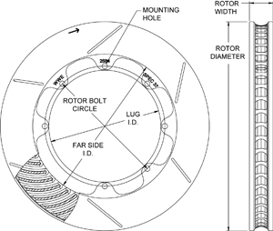 GT 48 Curved Vane Rotor Dimension Diagram