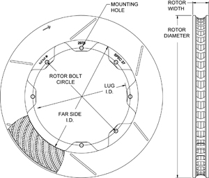 GT 48 Curved Vane Rotor Dimension Diagram