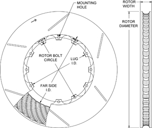 GT 48 Curved Vane Rotor Dimension Diagram