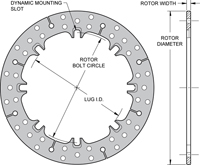 Drilled Steel Dynamic Mount Rotor Dimension Diagram