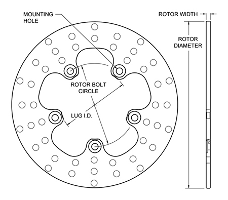 Drilled Steel Rotor Dimension Diagram