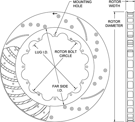 GT 32 Curved Vane Rotor Dimension Diagram