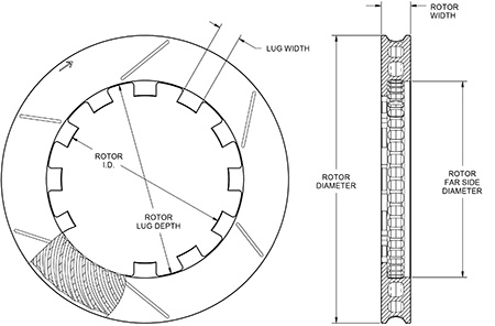 GT 48 Curved Vane Rotor Dimension Diagram