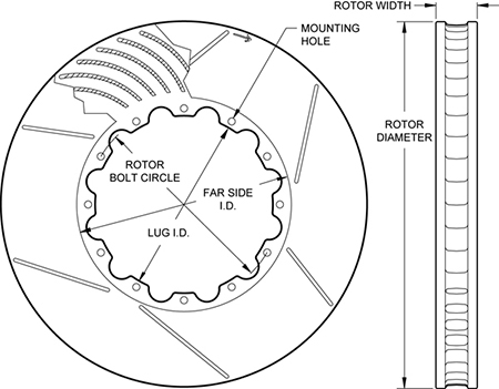 GT 48 Curved Vane Rotor Dimension Diagram