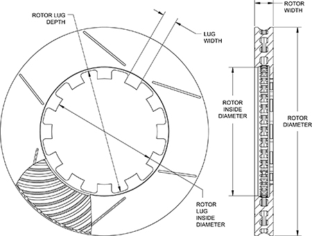 GT 72 Curved Vane Rotor Dimension Diagram