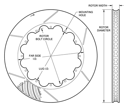 GT 72 Curved Vane Rotor Dimension Diagram