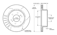 GT Vented Rotor & Hat Dimension Diagram