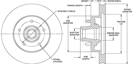 HP Hub & Rotor Dimension Diagram