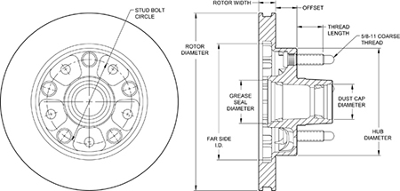 HP Modified Hub & Rotor Dimension Diagram