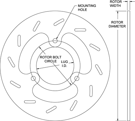 Super Alloy Slotted Rotor Dimension Diagram