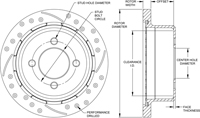 SRP Drilled Performance Rotor & Hat Dimension Diagram