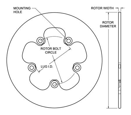 Solid Steel Rotor Dimension Diagram