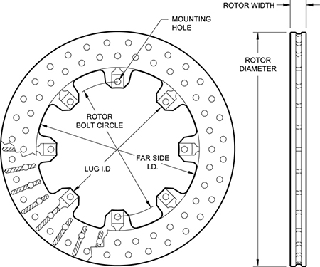 Ulltralite 32 Vane Rotor Drilled Dimension Diagram