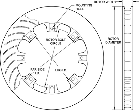 Ultralite 32 Curved Vane Rotor Dimension Diagram