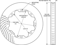 Ultralite HP 32 Curved Vane Rotor Dimension Diagram