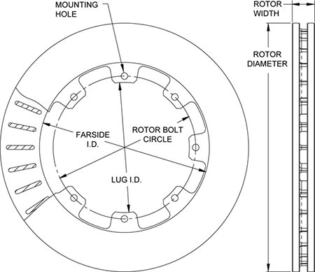Ultralite HP 32 Vane Rotor Dimension Diagram