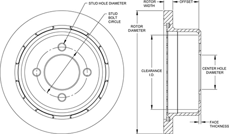 Ultralite HP 32 Vane Rotor & Hat Dimension Diagram