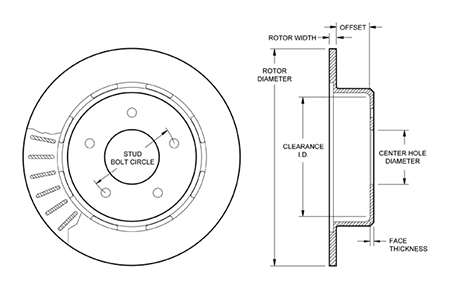 Ultralite HP 32 Vane Rotor & Hat Dimension Diagram