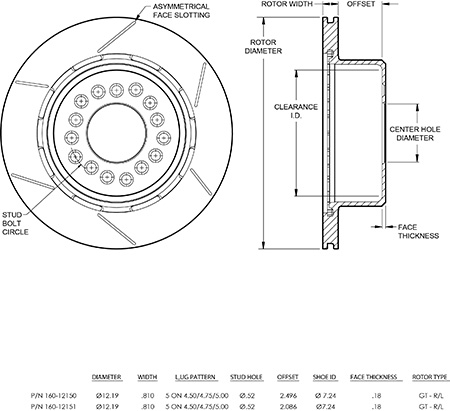 Ultralite HPS 32 Vane Rotor & Hat Dimension Diagram