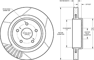 GT Vented Rotor & Hat Drawing