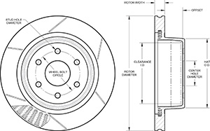 GT Vented Rotor & Hat Drawing