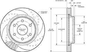 SRP Drilled Performance Rotor & Hat Drawing