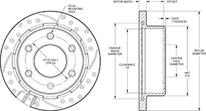 SRP Drilled Performance Rotor & Hat Drawing