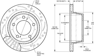 SRP Drilled Performance Rotor & Hat Drawing