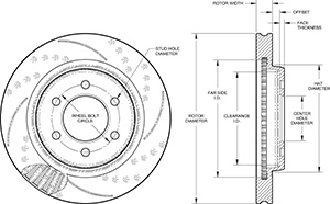 SRP Drilled Performance Rotor & Hat Drawing