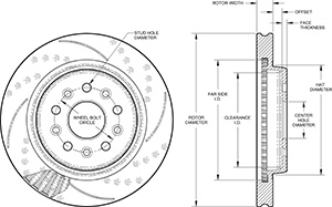 SRP Drilled Performance Rotor & Hat Drawing