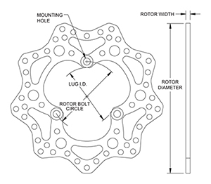 Drilled Steel Scalloped Rotor Drawing