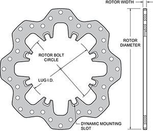 Drilled Steel Scalloped Dynamic Mount Rotor Drawing