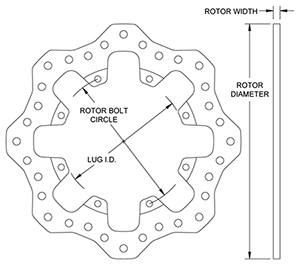 Drilled Steel Scalloped Rotor Drawing