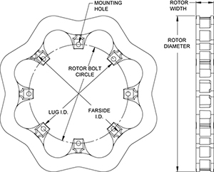 Ultralite 32 Vane Scalloped Rotor Drawing