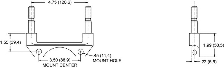 Mount Dimensions for the Billet Narrow Dynalite Radial Mount 
