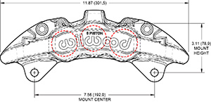 AeroDM Lug Mount Caliper Drawing