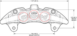 AeroDM Lug Mount Caliper Drawing