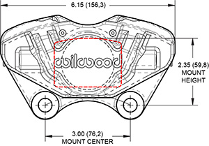 D31 Porsche Front Dual Piston Caliper Caliper Drawing
