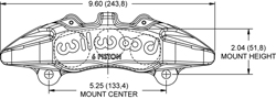 Forged Dynapro 6A Lug Mount Caliper Drawing