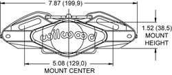 Powerlite 2R Radial Mount Caliper Drawing